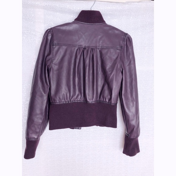 Purple Vegan Leather Puff Sleeve Jacket - Picture 3 of 7